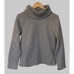 J.Crew Long Sleeve Funnelneck Pullover Womens M Herringbone Preppy Loose Fit
